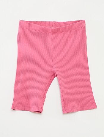 Conjunto de desporto top + calções tipo ciclista canelados - 2 peças