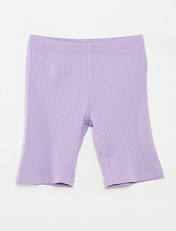 Conjunto de desporto top + calções tipo ciclista canelados - 2 peças