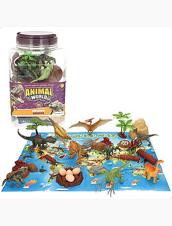 Conjunto de dinossauros com tapete e acessórios, 30 peças animal world
