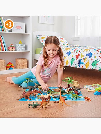Conjunto de dinossauros com tapete e acessórios, 30 peças animal world