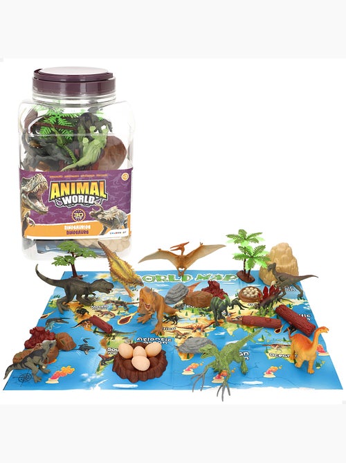 Conjunto de dinossauros com tapete e acessórios, 30 peças animal world - Kiabi Conjunto de dinossauros com tapete e acessórios, 30 peças animal world - Kiabi