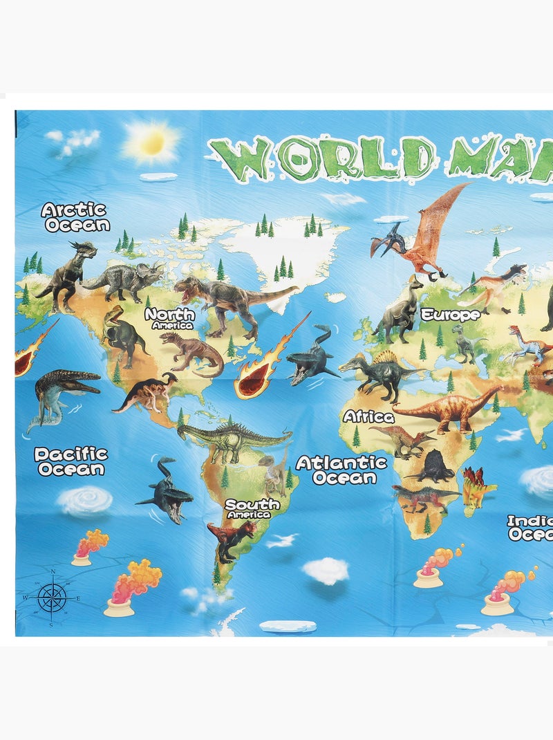 Conjunto de dinossauros com tapete e acessórios, 30 peças animal world N/D - Kiabi