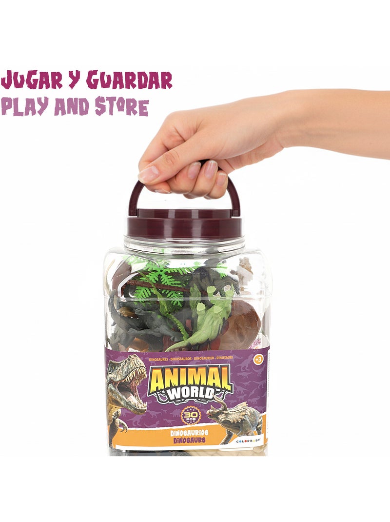 Conjunto de dinossauros com tapete e acessórios, 30 peças animal world N/D - Kiabi