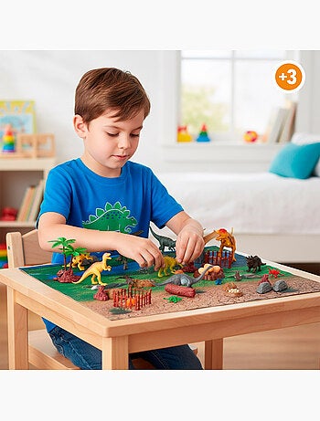 Conjunto de dinossauros com tapete e acessórios, 52 peças animal world
