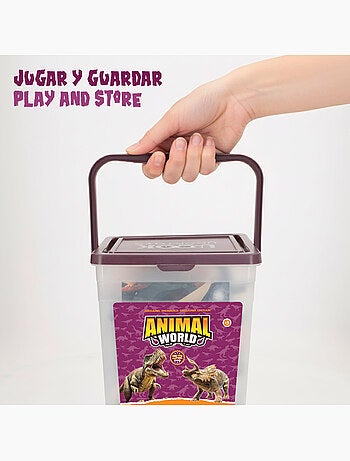 Conjunto de dinossauros com tapete e acessórios, 52 peças animal world