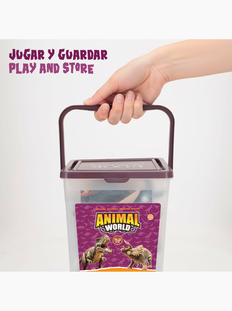 Conjunto de dinossauros com tapete e acessórios, 52 peças animal world N/D - Kiabi