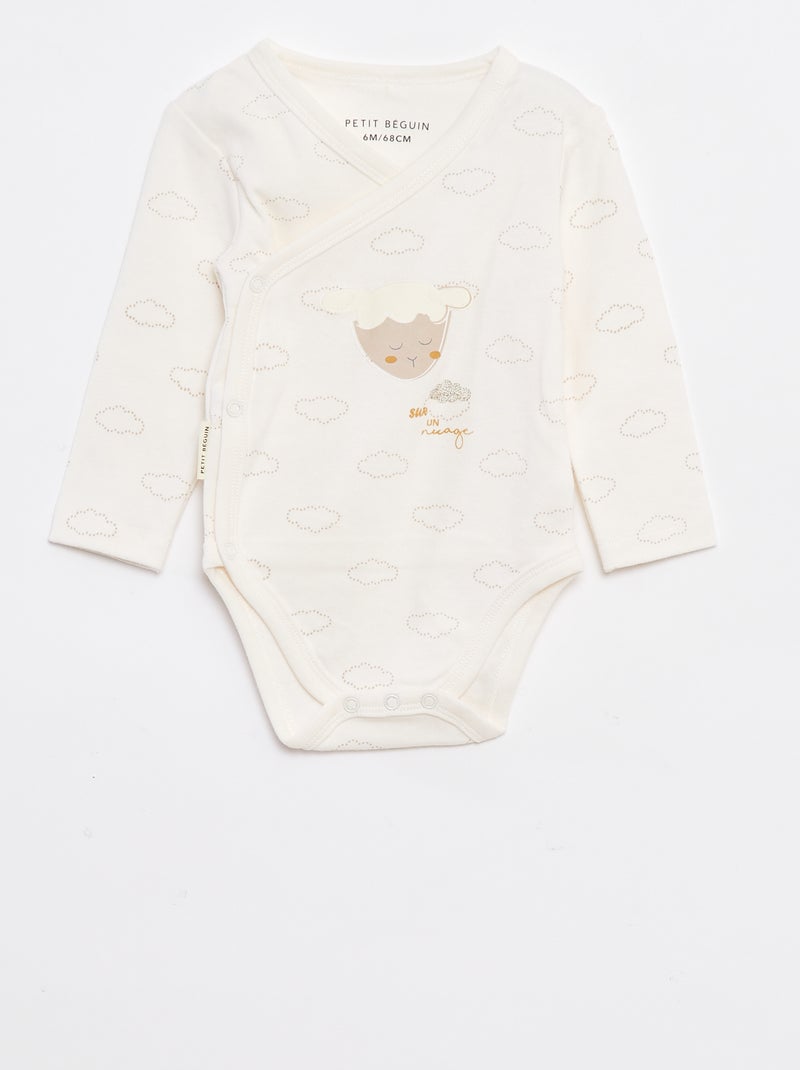 Conjunto de dormir babygrow + body + boneco - 3 peças Branco - Kiabi