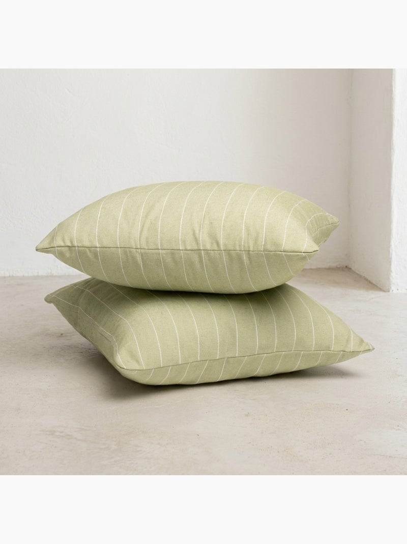 Conjunto de duas capas de almofada em algodão com fio em relevo, tecido texturizado. Verde - Kiabi