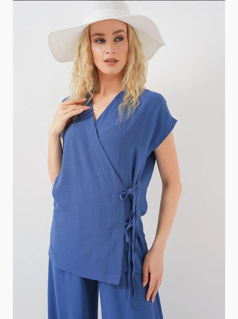 Conjunto de duas peças ayrobin com renda e manga curta bdart Azul-safira - Kiabi