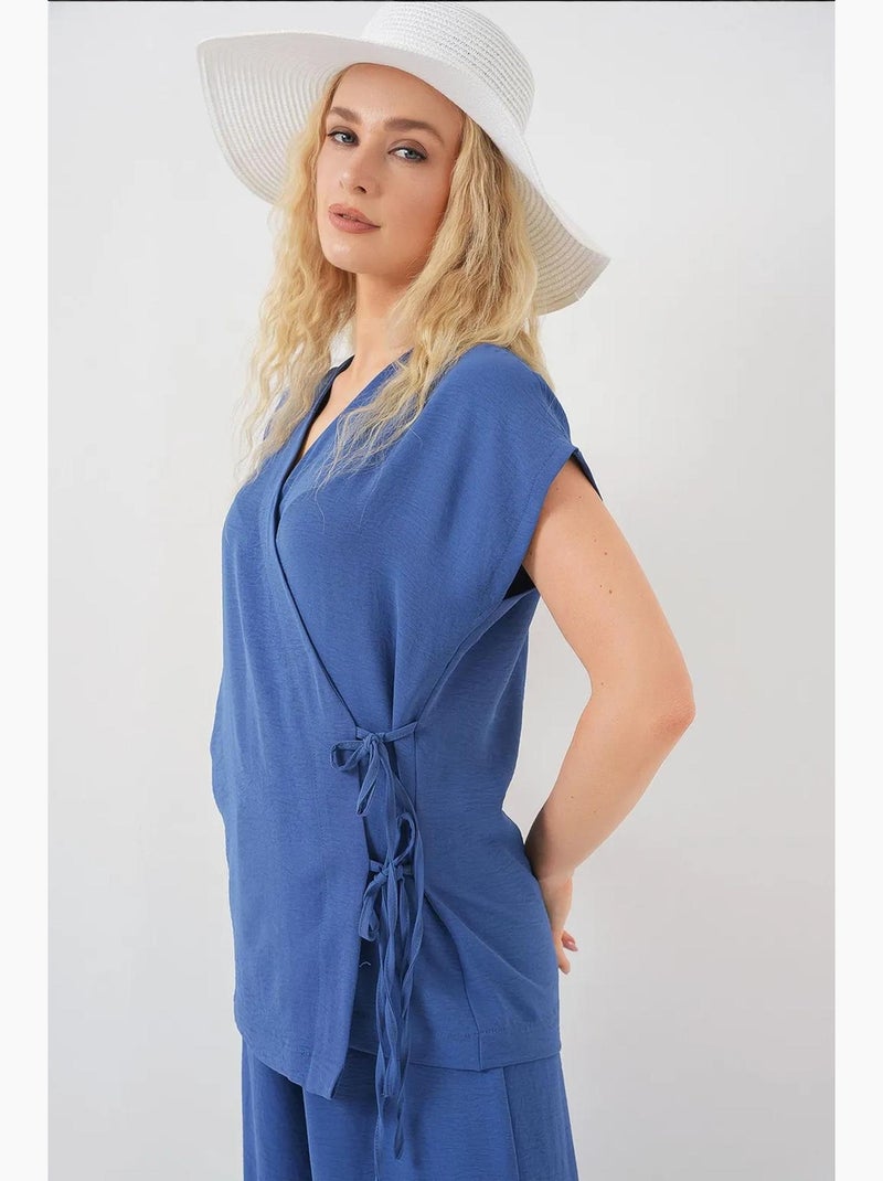 Conjunto de duas peças ayrobin com renda e manga curta bdart Azul-safira - Kiabi