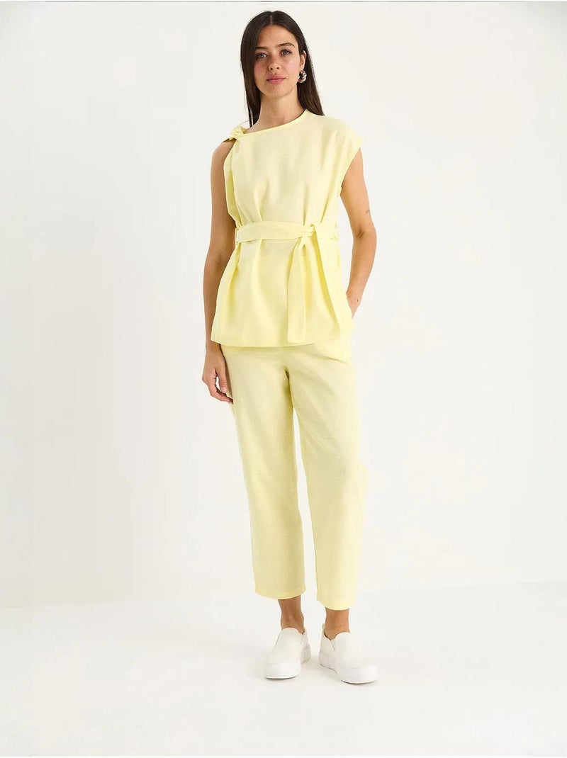 Conjunto de duas peças blusa-calças lucci Amarelo-limão - Kiabi