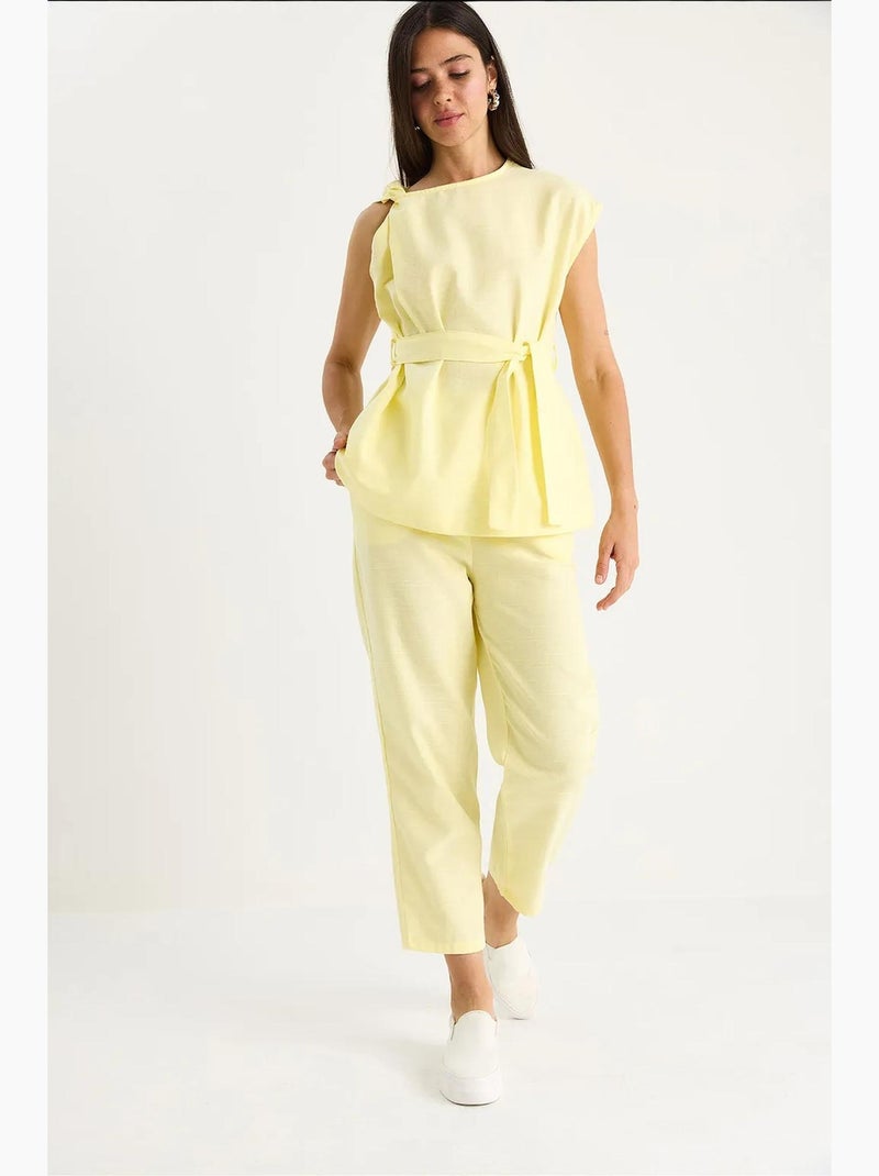Conjunto de duas peças blusa-calças lucci Amarelo-limão - Kiabi