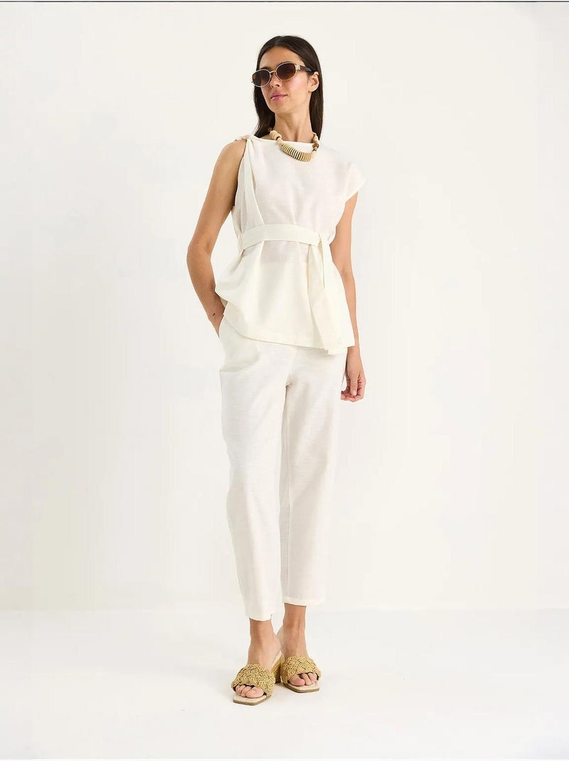 Conjunto de duas peças blusa-calças lucci Marfim - Kiabi