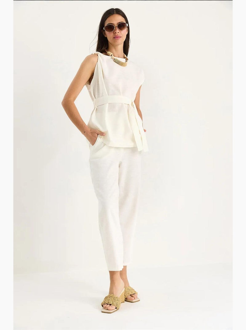 Conjunto de duas peças blusa-calças lucci Marfim - Kiabi