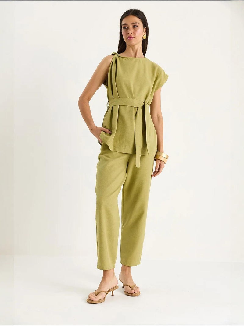 Conjunto de duas peças blusa-calças lucci Verde pastel - Kiabi