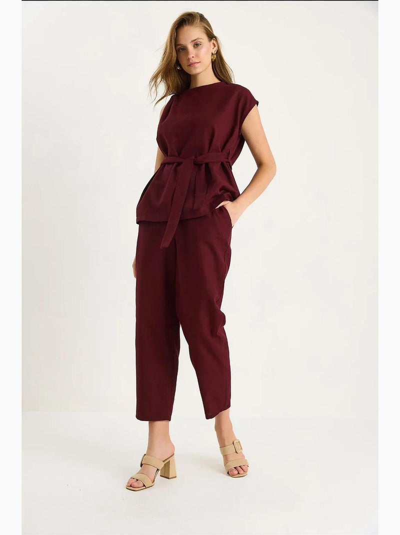 Conjunto de duas peças blusa-calças lucci Vermelho bordô - Kiabi