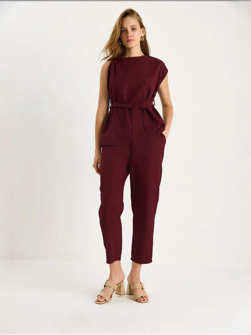 Conjunto de duas peças blusa-calças lucci Vermelho bordô - Kiabi