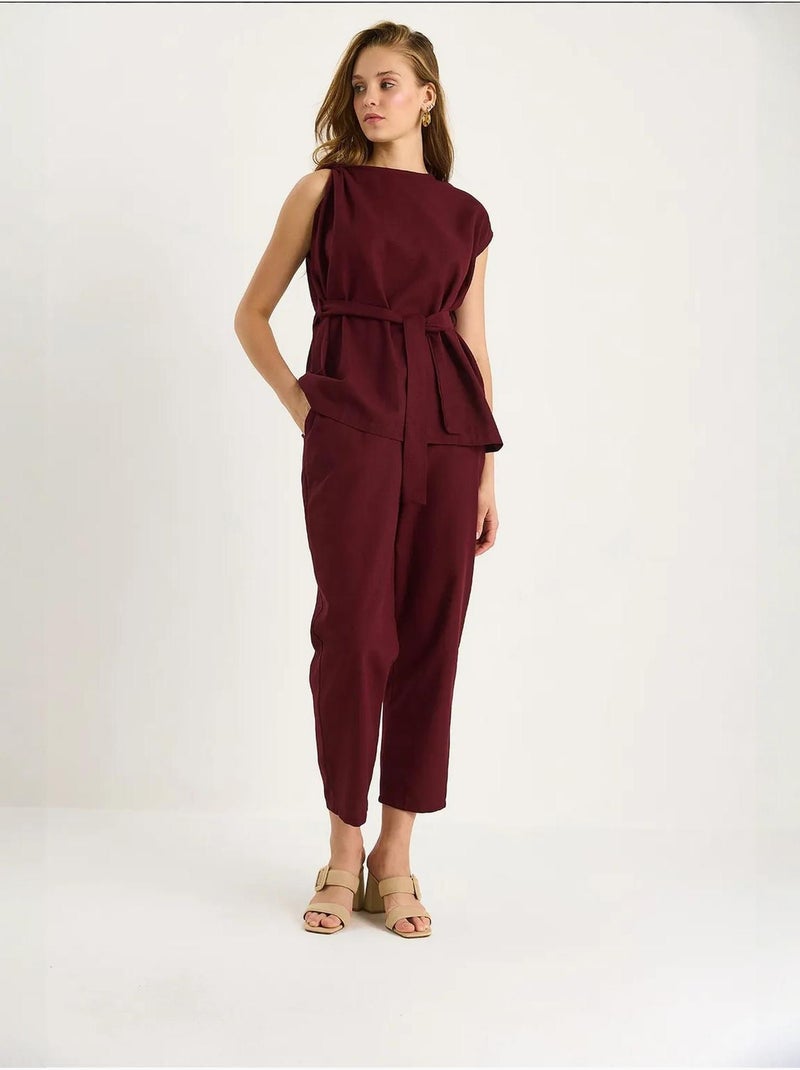 Conjunto de duas peças blusa-calças lucci Vermelho bordô - Kiabi