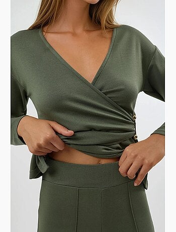 Conjunto de duas peças com blusa e calças com detalhes de acessório, hiccup