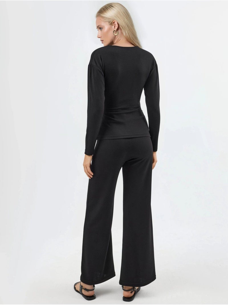 Conjunto de duas peças com blusa e calças com detalhes de acessório, hiccup Preto - Kiabi