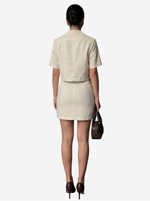 Conjunto de duas peças com camisa cropped de manga curta e minissaia my fashion - Kiabi