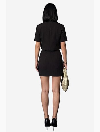 Conjunto de duas peças com camisa cropped de manga curta e minissaia my fashion
