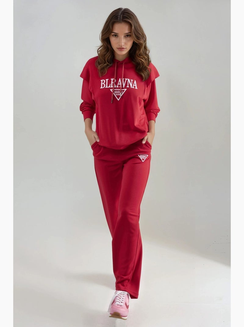 Conjunto de duas peças com capuz bordado modal touch hiccup Vermelho - Kiabi