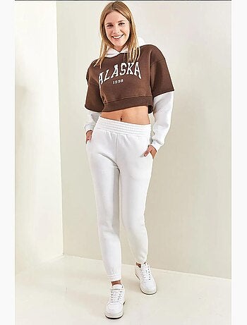 Conjunto de duas peças com capuz e fio escovado lucci