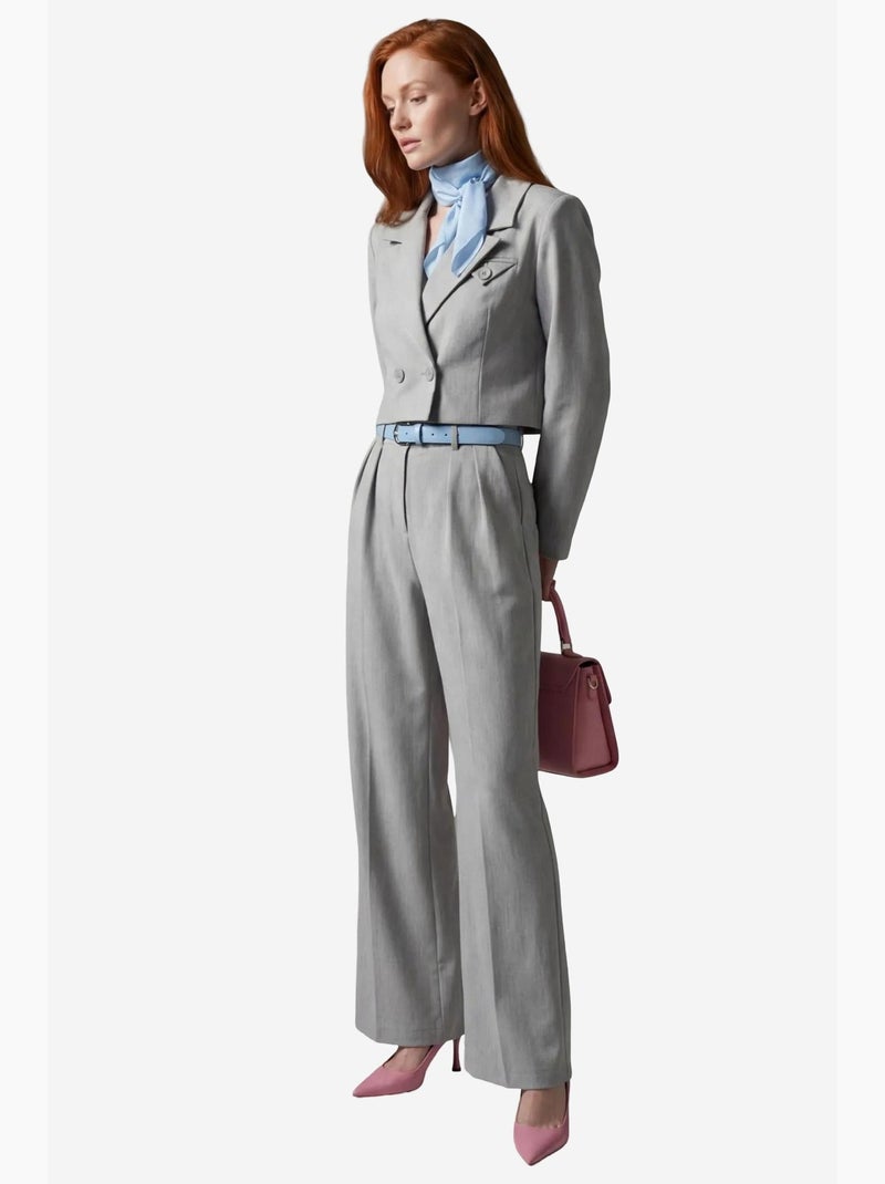 Conjunto de duas peças com casaco abotoado e calças plissadas my fashion Cinza - Kiabi