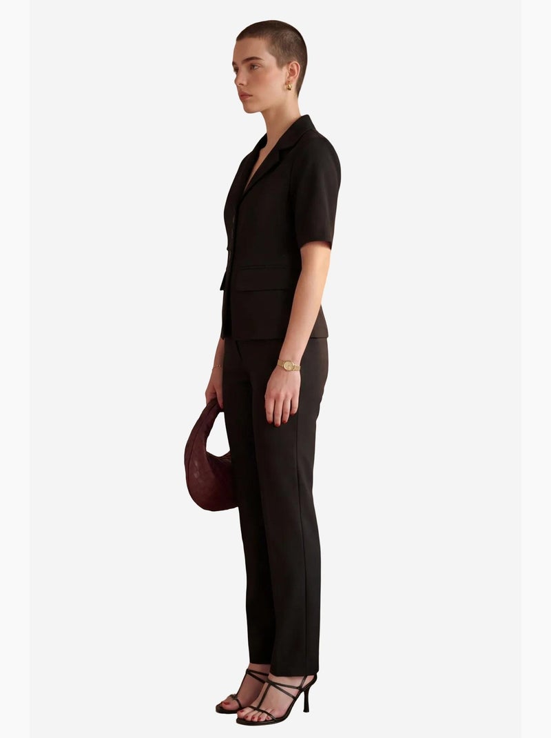Conjunto de duas peças com casaco curto abotoado de manga curta e calças my fashion Preto - Kiabi