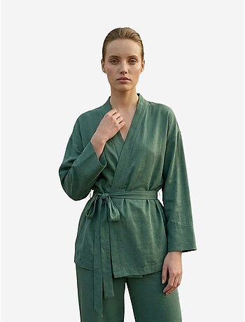 Conjunto de duas peças com cinto, decote em v e manga comprida my fashion