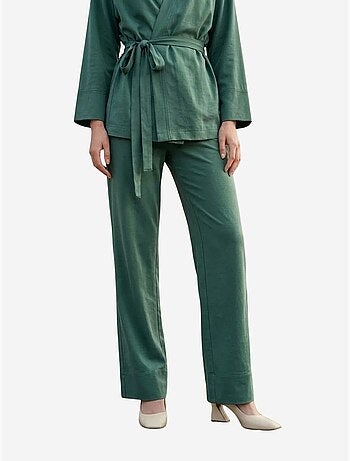 Conjunto de duas peças com cinto, decote em v e manga comprida my fashion