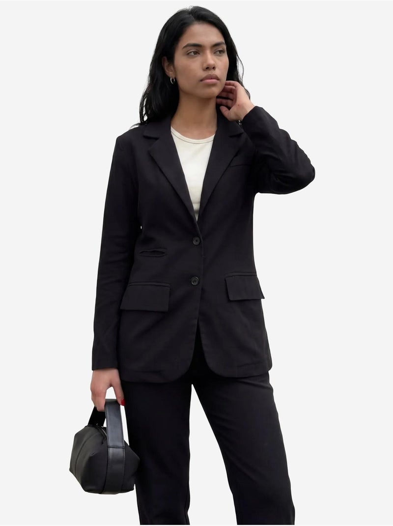 Conjunto de duas peças com colarinho de casaco e fecho de botões my fashion Preto - Kiabi