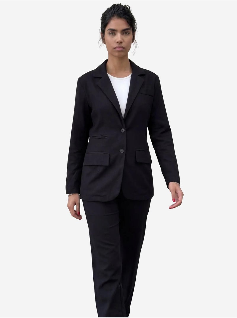 Conjunto de duas peças com colarinho de casaco e fecho de botões my fashion Preto - Kiabi