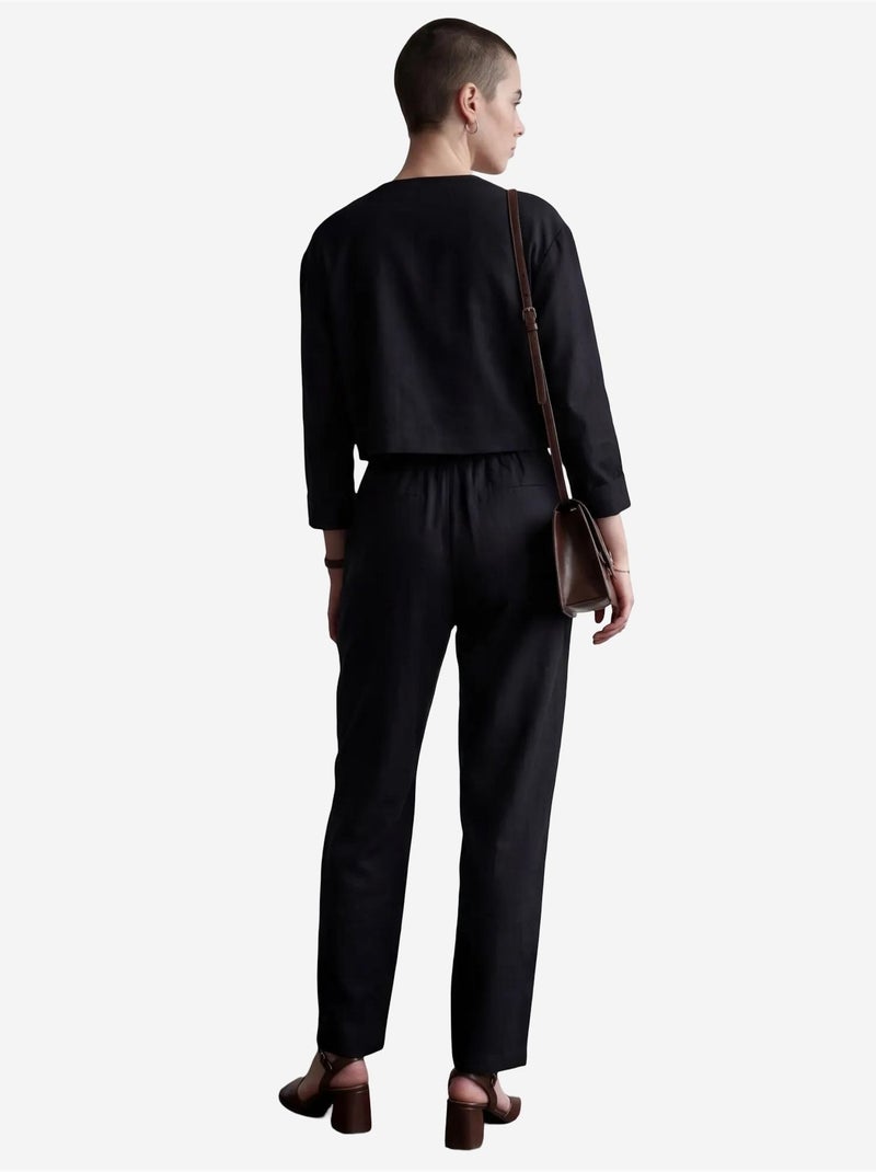 Conjunto de duas peças com decote redondo, bolso e botões my fashion Preto - Kiabi