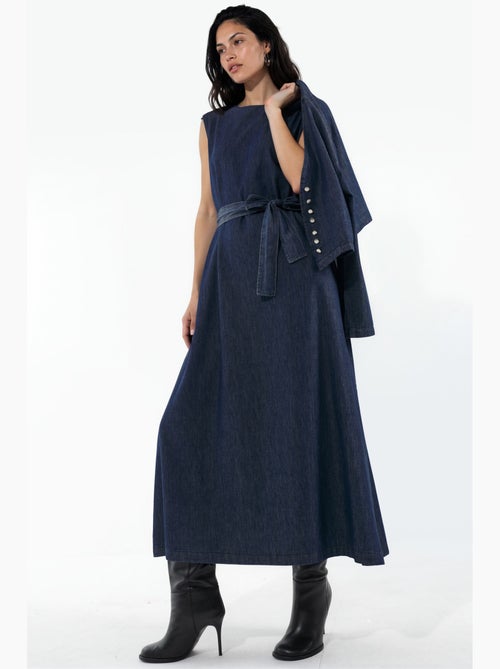 Conjunto de duas peças com jaqueta jeans e vestido maxi hiccup - Kiabi Conjunto de duas peças com jaqueta jeans e vestido maxi hiccup - Kiabi