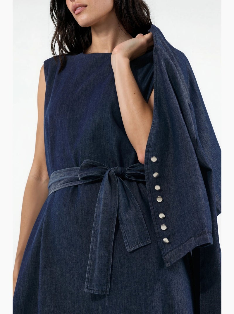 Conjunto de duas peças com jaqueta jeans e vestido maxi hiccup Azul-ultramar - Kiabi