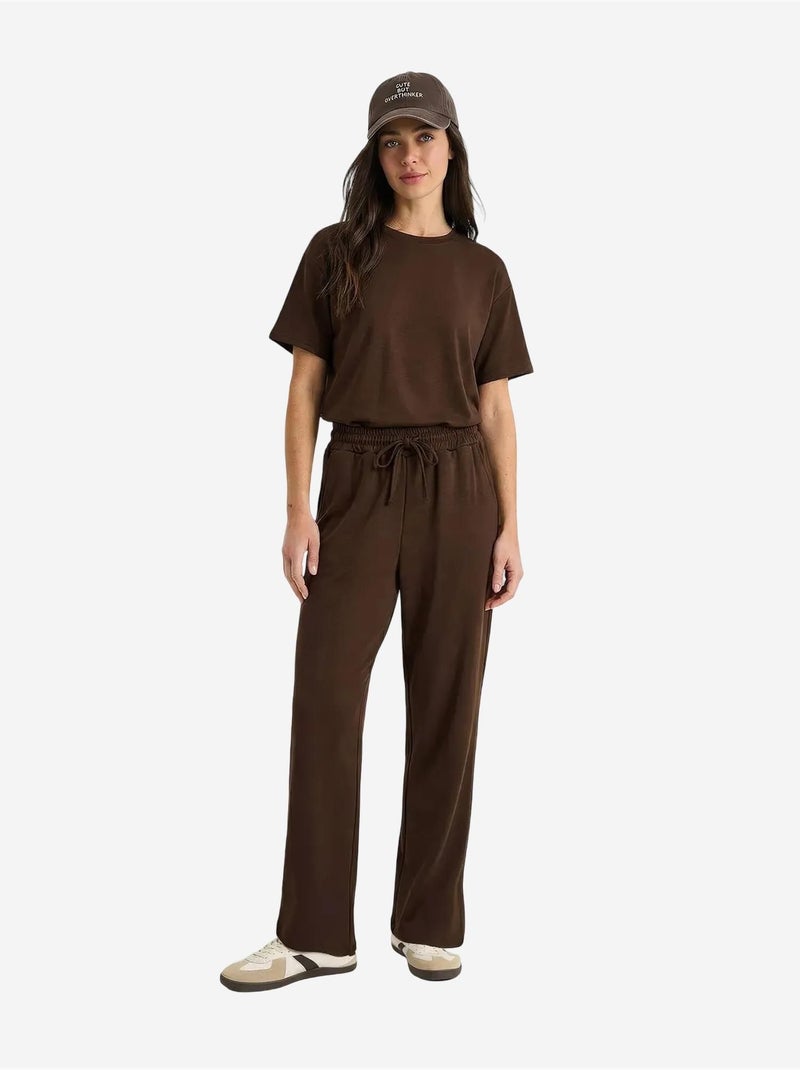 Conjunto de duas peças com t-shirt de gola redonda e calças lucci Castanho-chocolate - Kiabi