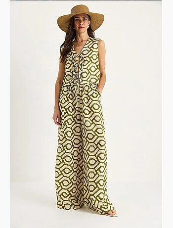 Conjunto de duas peças de blusa com detalhe atado e estampado de viscose lucci