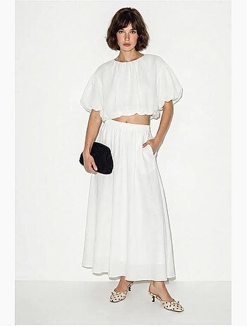 Conjunto de duas peças de blusa e saia maxi lucci