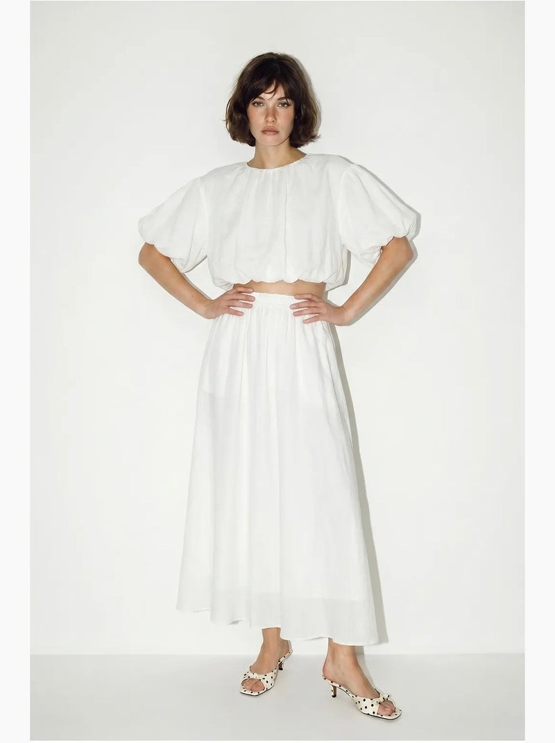 Conjunto de duas peças de blusa e saia maxi lucci Branco - Kiabi