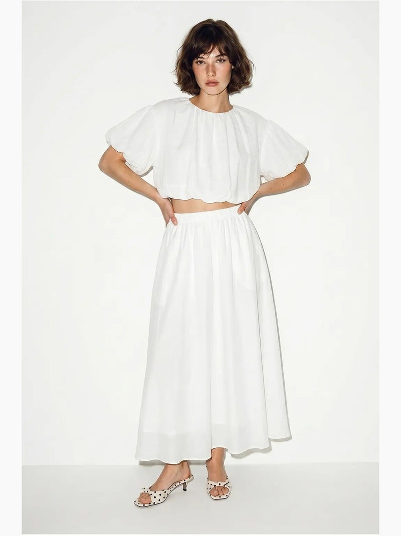Conjunto de duas peças de blusa e saia maxi lucci Branco - Kiabi
