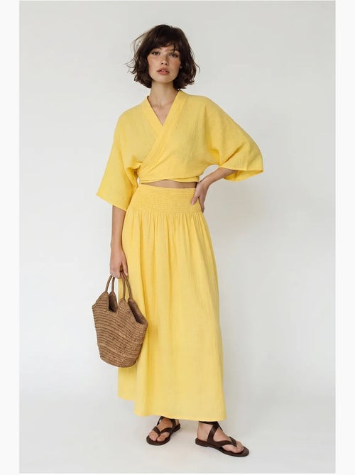 Conjunto de duas peças de blusa e saia midi de algodão lucci - Kiabi