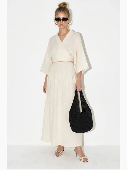 Conjunto de duas peças de blusa e saia midi de algodão lucci - Kiabi