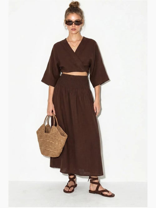 Conjunto de duas peças de blusa e saia midi de algodão lucci - Kiabi