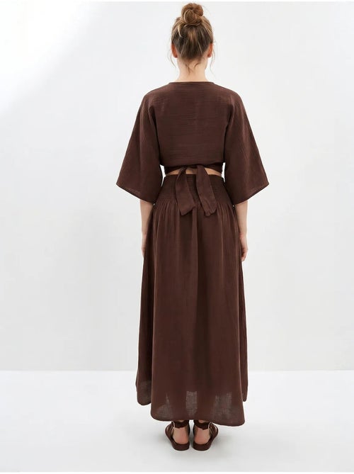 Conjunto de duas peças de blusa e saia midi de algodão lucci - Kiabi