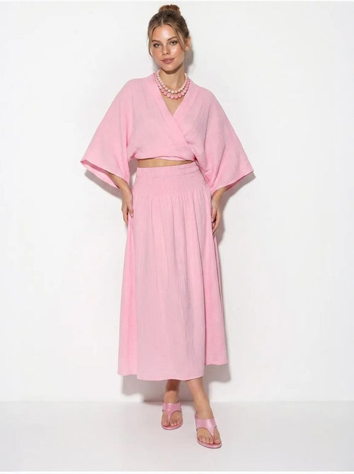 Conjunto de duas peças de blusa e saia midi de algodão lucci - Kiabi