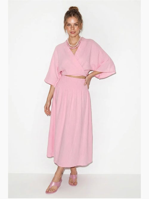 Conjunto de duas peças de blusa e saia midi de algodão lucci - Kiabi