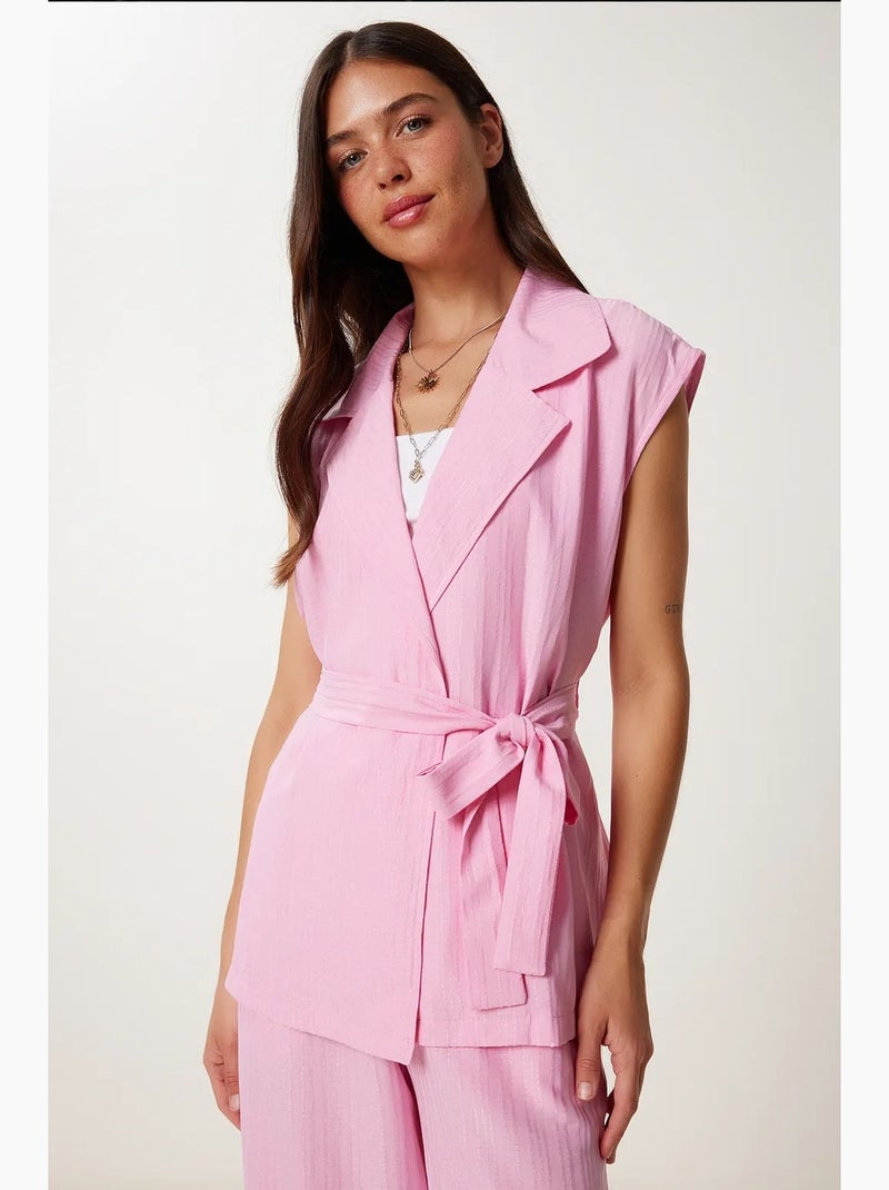 Conjunto de duas peças de cintura subida com colarinho de camisa e calças de perna larga istanbul Rosa-claro - Kiabi