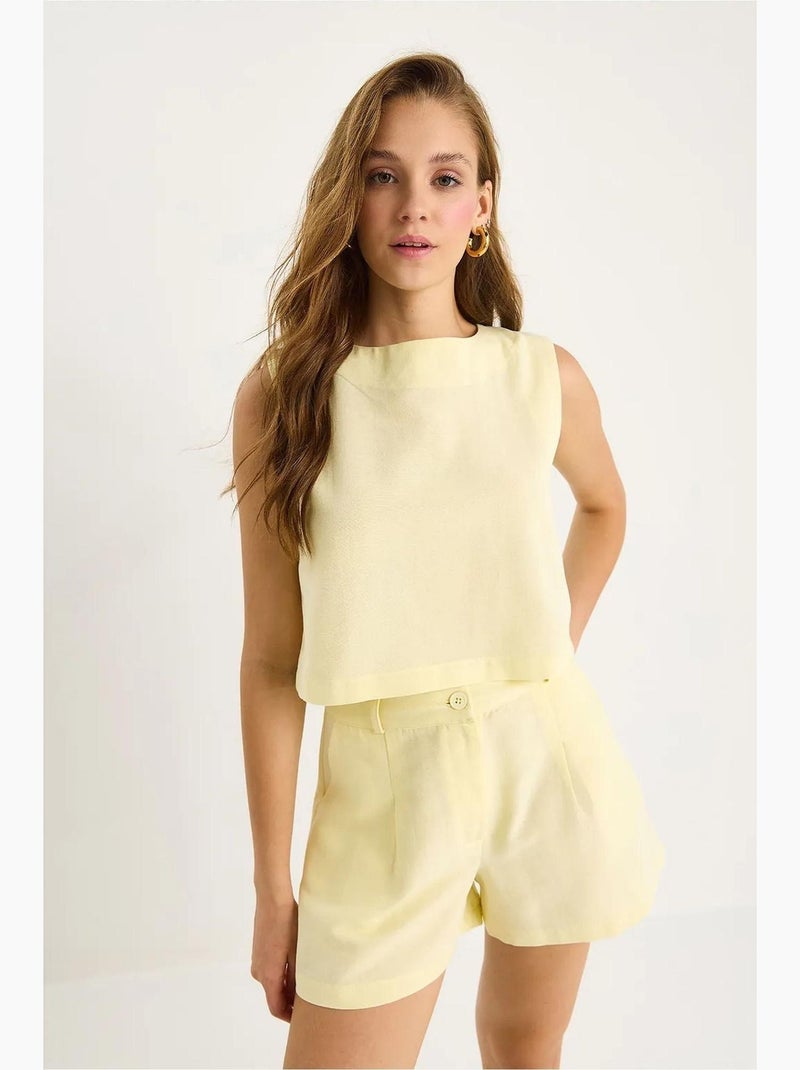 Conjunto de duas peças de cintura subida sem mangas com decote redondo lucci Amarelo-limão - Kiabi
